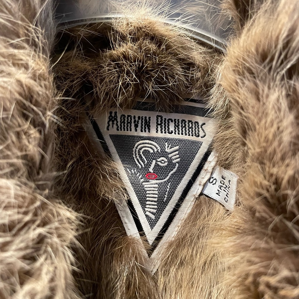 Genuine rabbit fur interior denim jacket.